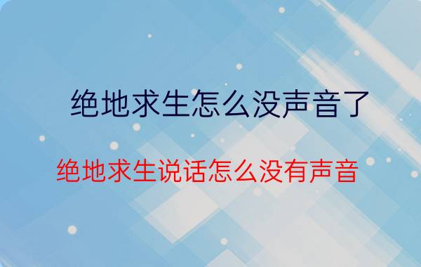 绝地求生怎么没声音了 绝地求生说话怎么没有声音